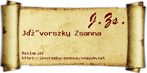 Jávorszky Zsanna névjegykártya